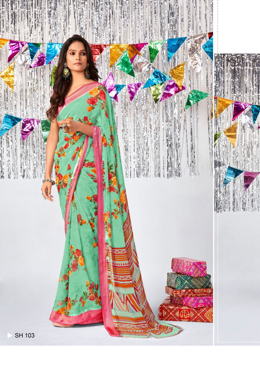 Stavan Shara New Printed Designer Fancy Wear Georgette Saree Collection